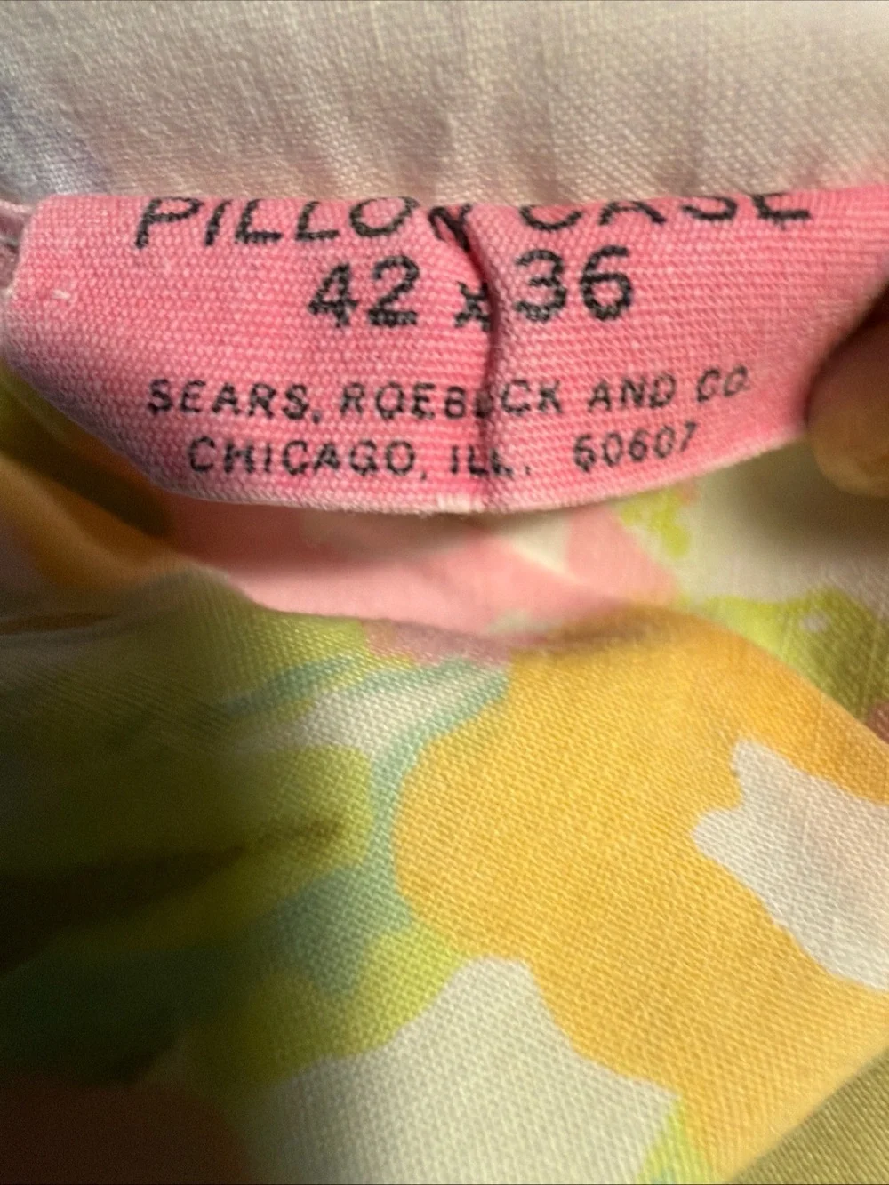 Sears Vtg Pastel Floral Cotton pillowcases  - Soft Pink, Yellow & Green 42”x36”